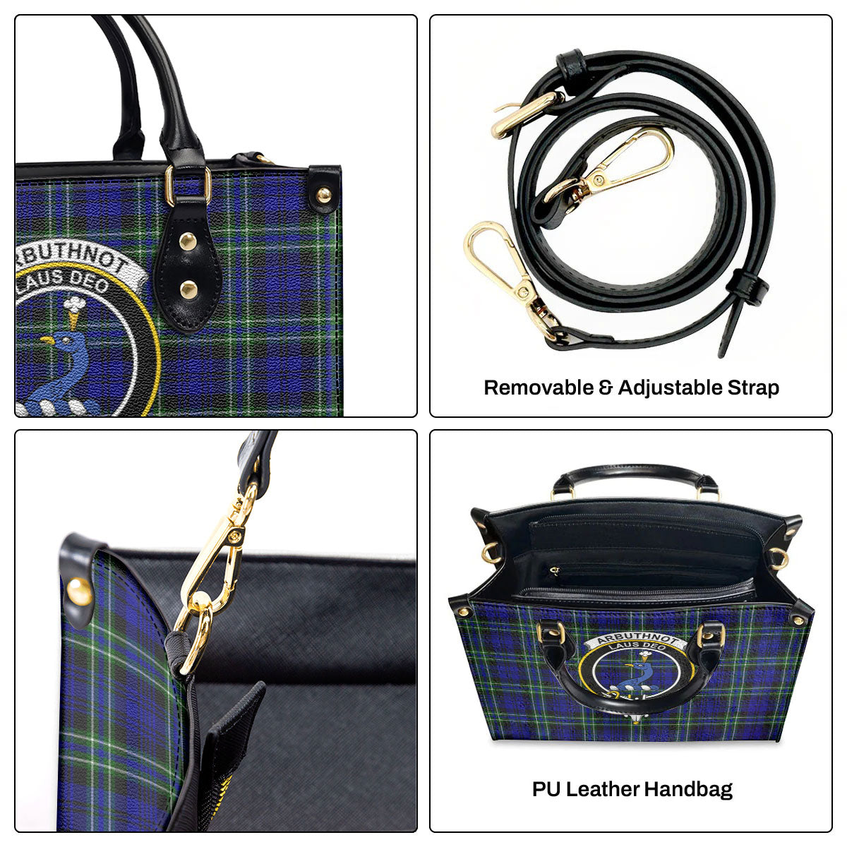 Arbuthnot Modern Tartan Crest Leather Handbag