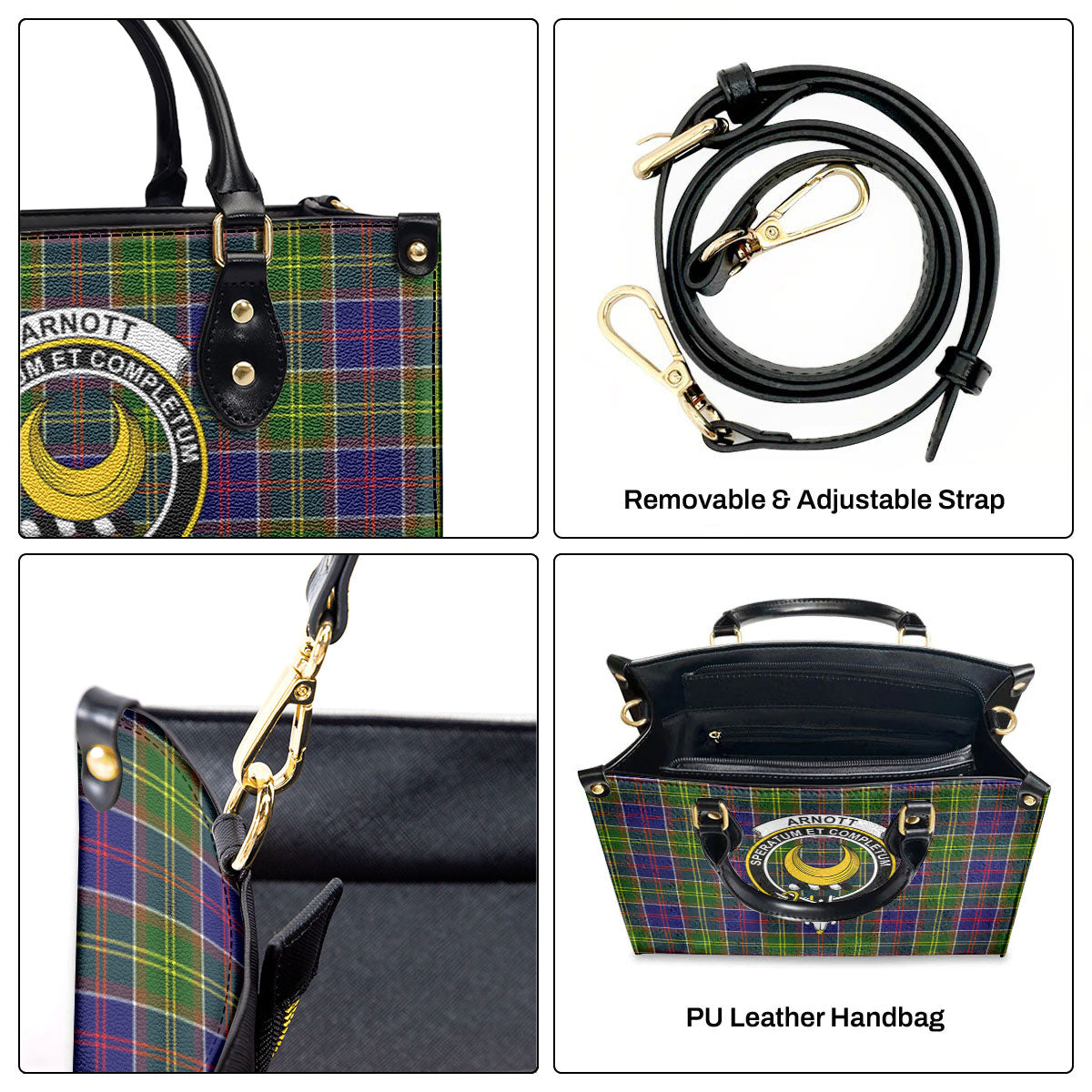 Arnott Tartan Crest Leather Handbag