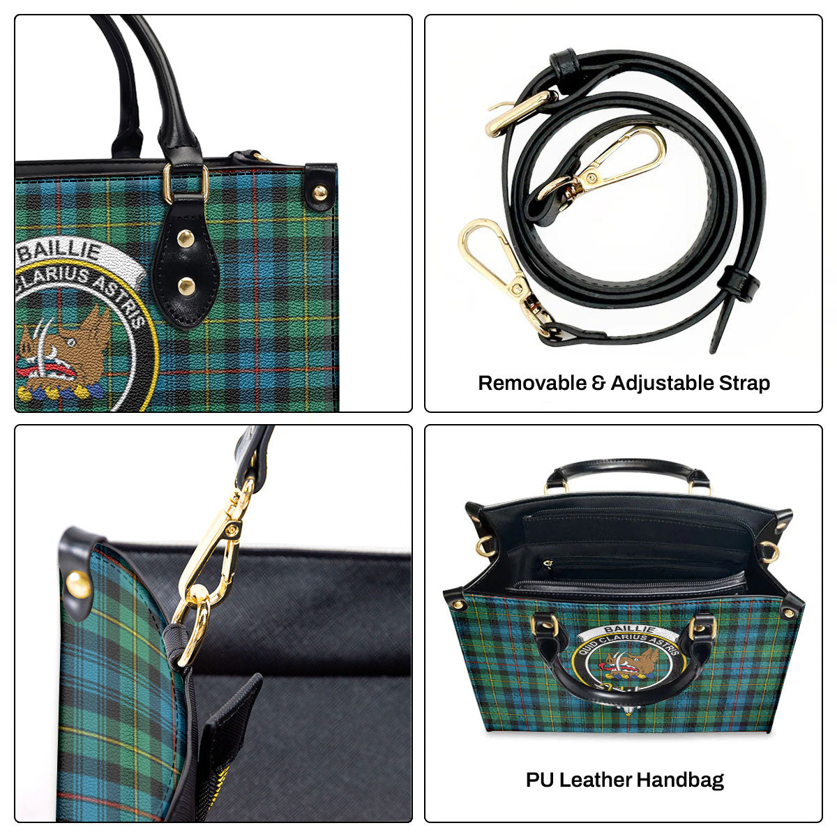 Baillie Ancient Tartan Crest Leather Handbag