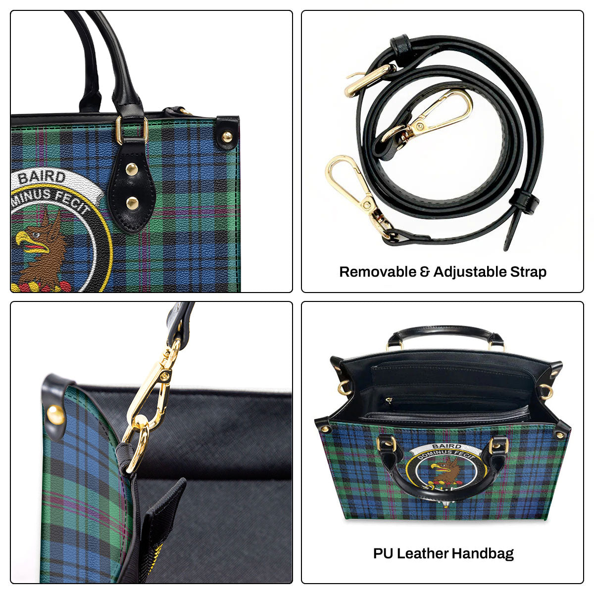 Baird Ancient Tartan Crest Leather Handbag