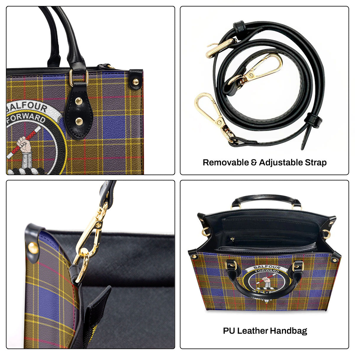 Balfour Modern Tartan Crest Leather Handbag