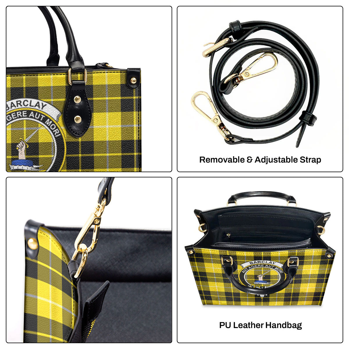 Barclay Dress Modern Tartan Crest Leather Handbag