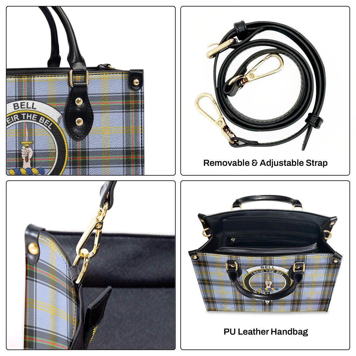 Bell of the Borders Tartan Crest Leather Handbag