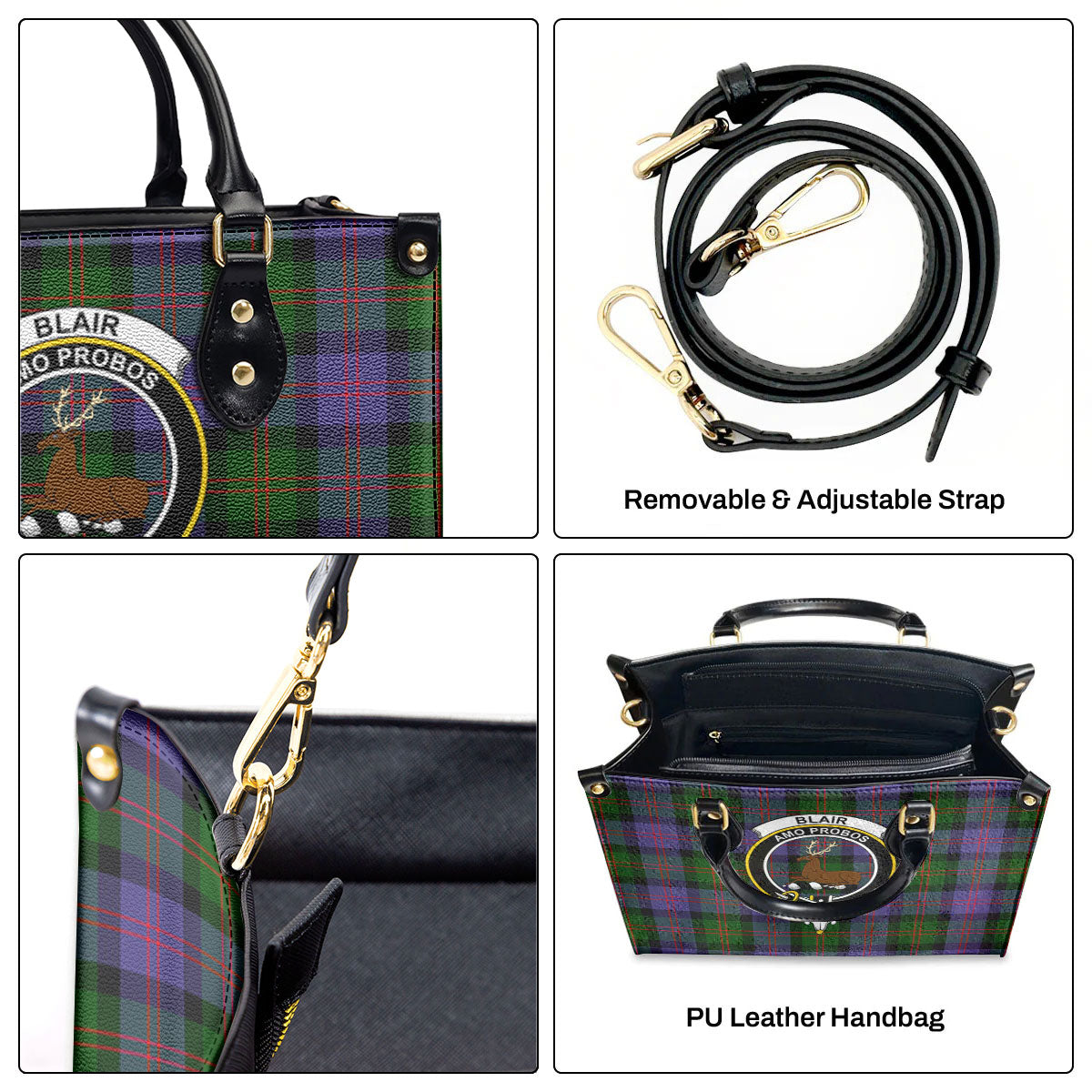 Blair Modern Tartan Crest Leather Handbag