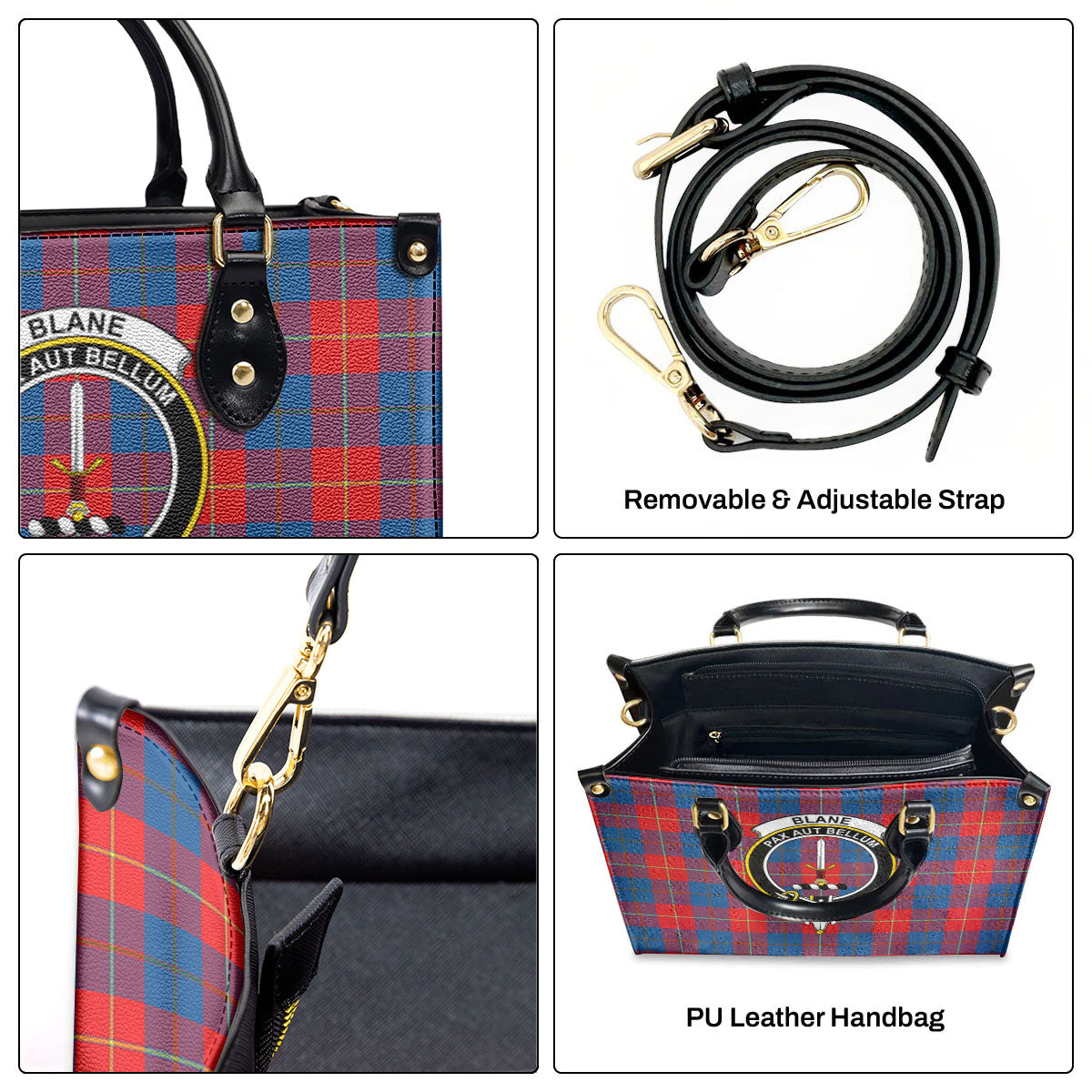 Blane Tartan Crest Leather Handbag