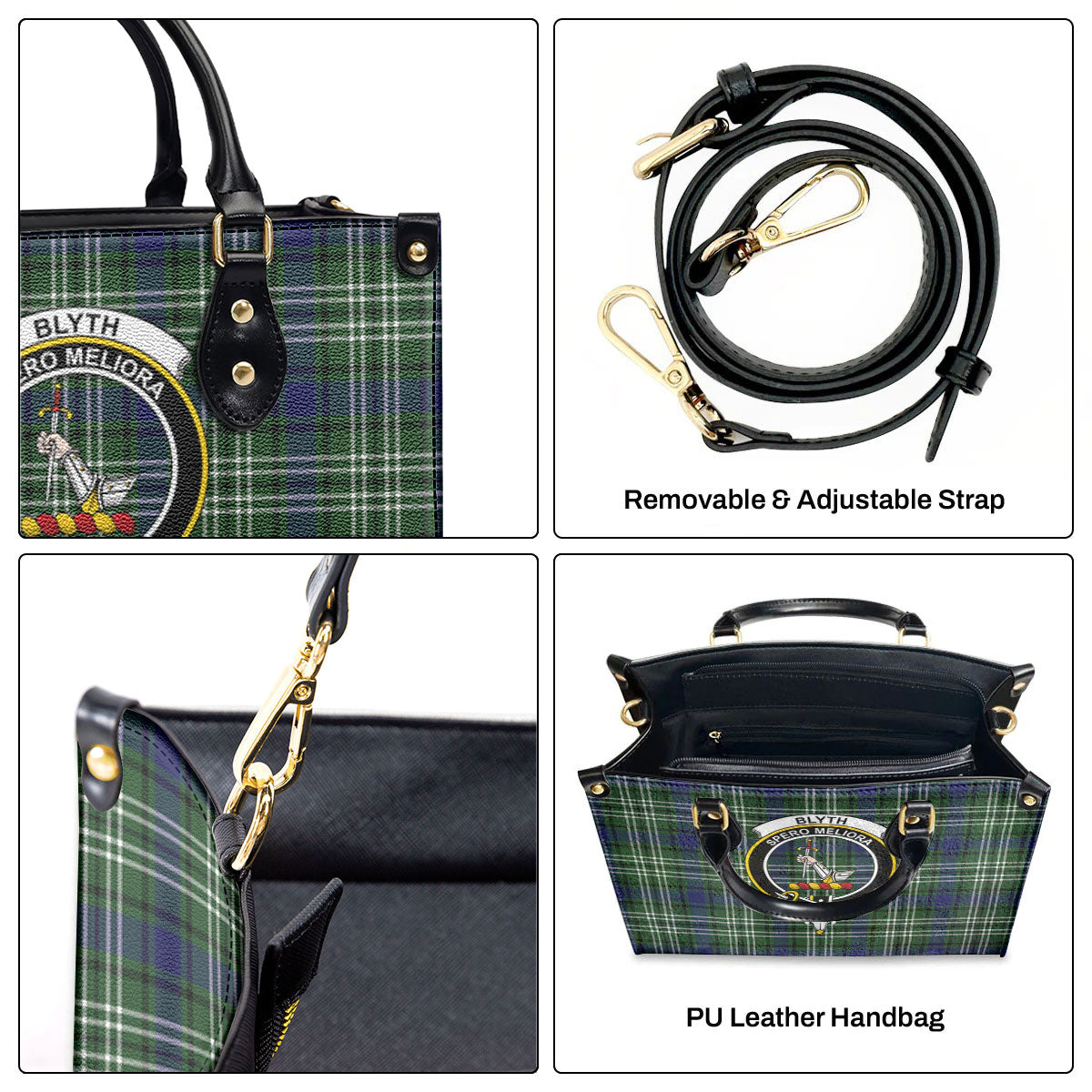 Blyth Tartan Crest Leather Handbag