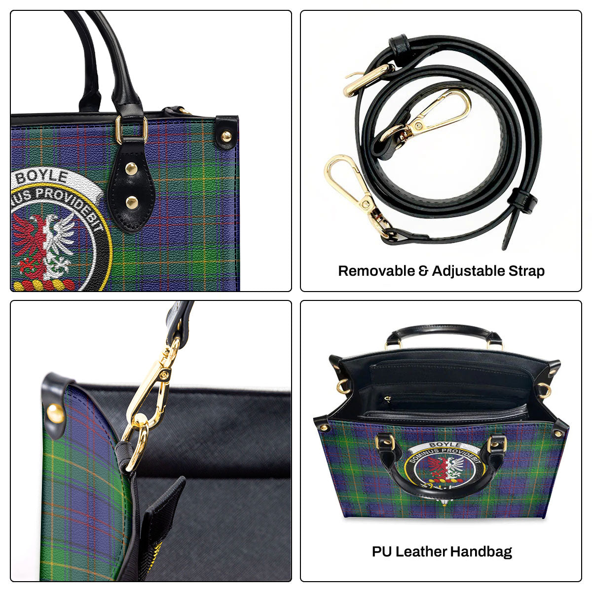 Boyle Tartan Crest Leather Handbag