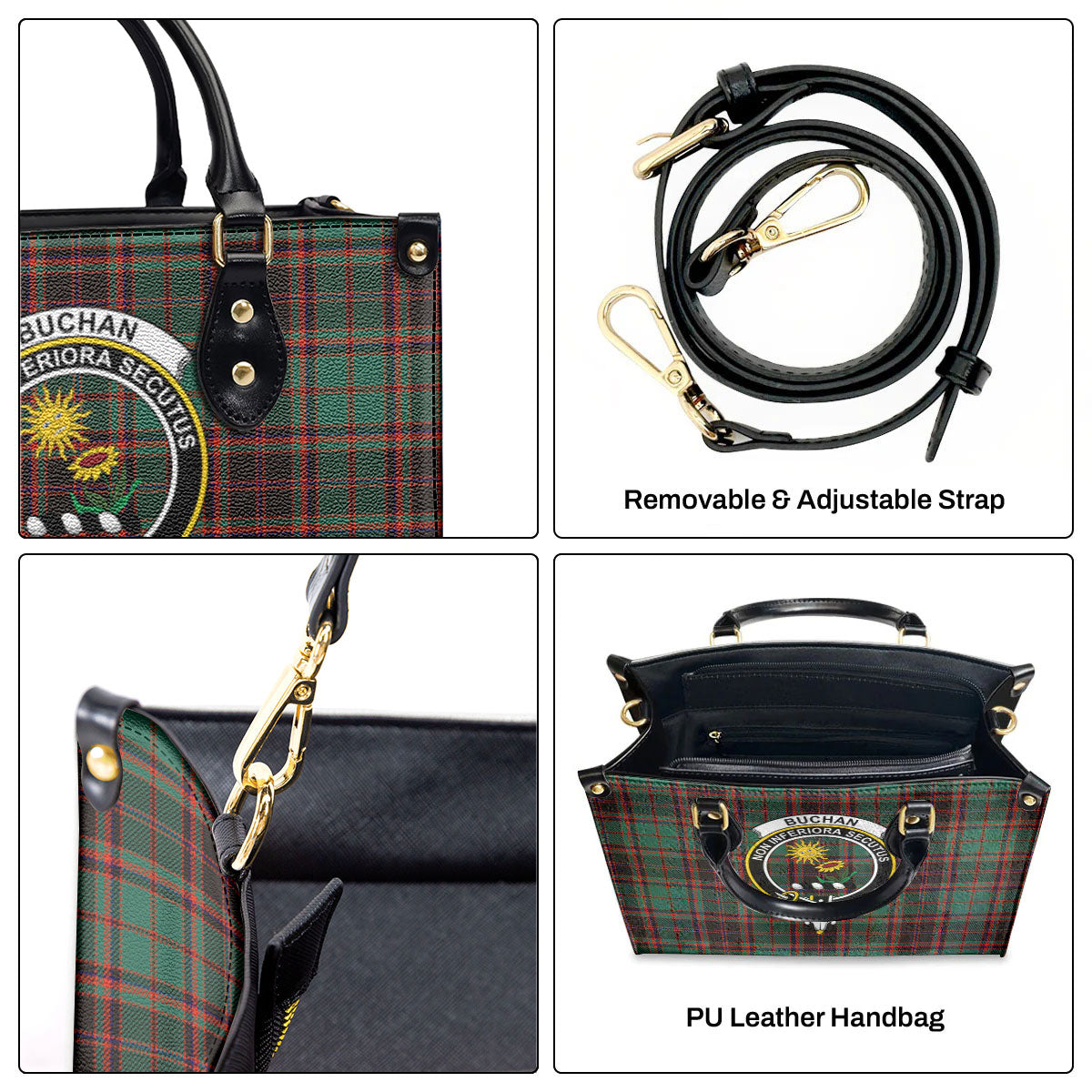 Buchan Ancient Tartan Crest Leather Handbag