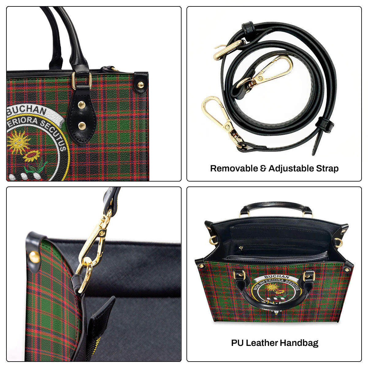 Buchan Modern Tartan Crest Leather Handbag