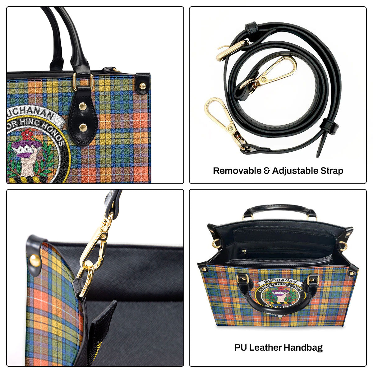 Buchanan Ancient Tartan Crest Leather Handbag