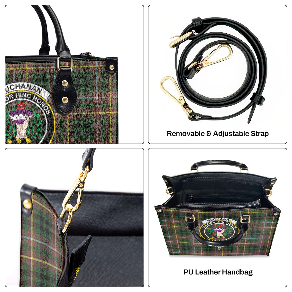 Buchanan Hunting Tartan Crest Leather Handbag