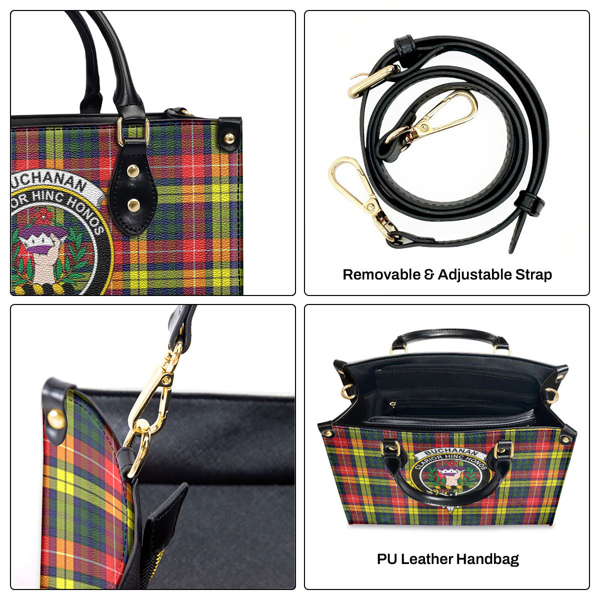 Buchanan Modern Tartan Crest Leather Handbag