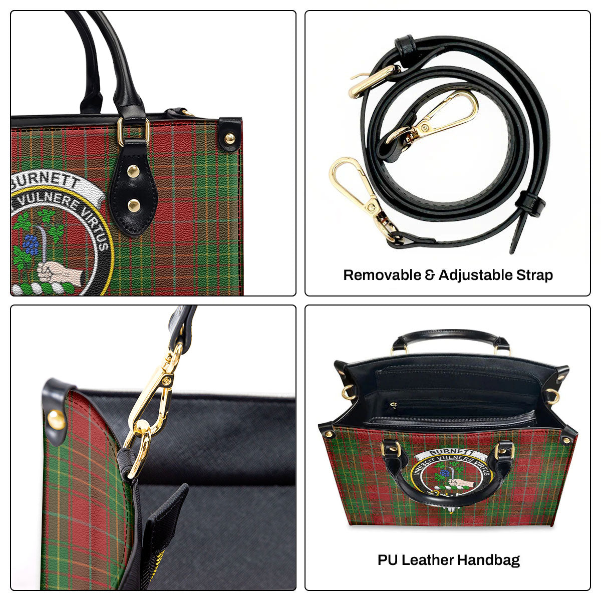 Burnett Tartan Crest Leather Handbag