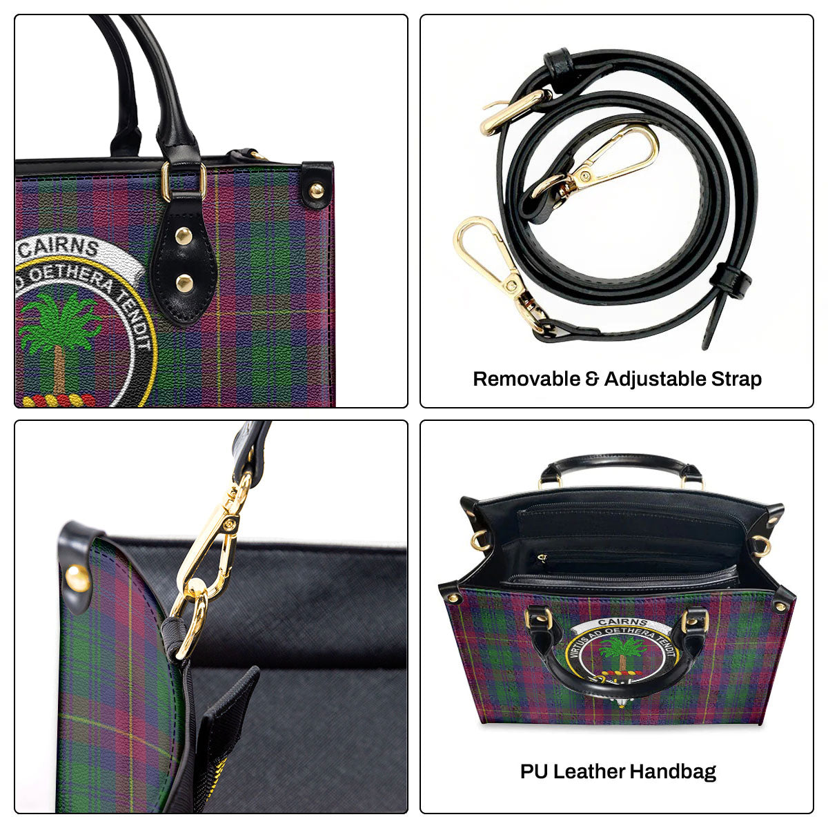 Cairns Tartan Crest Leather Handbag