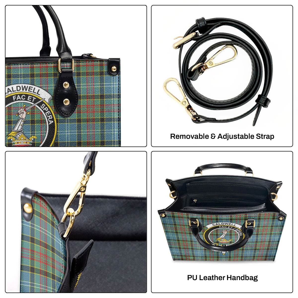 Caldwell Tartan Crest Leather Handbag