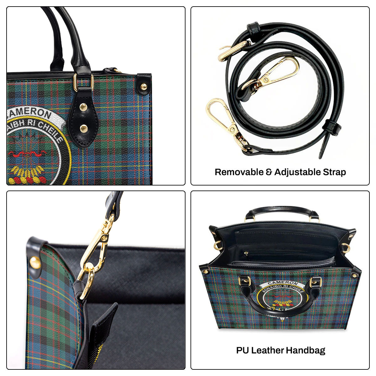 Cameron of Erracht Ancient Tartan Crest Leather Handbag