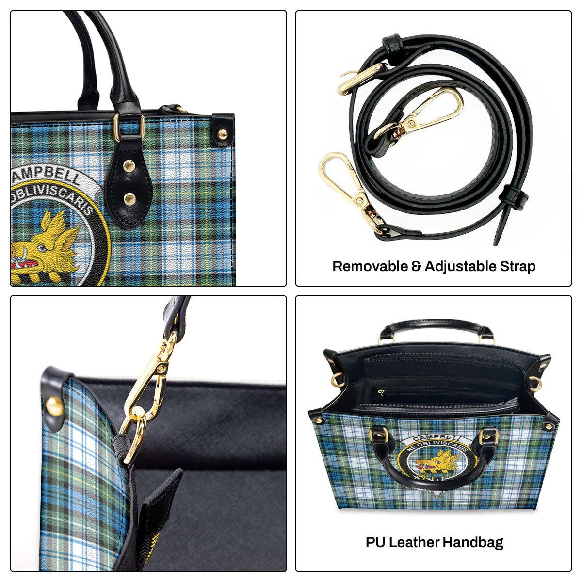 Campbell Dress Ancient Tartan Crest Leather Handbag