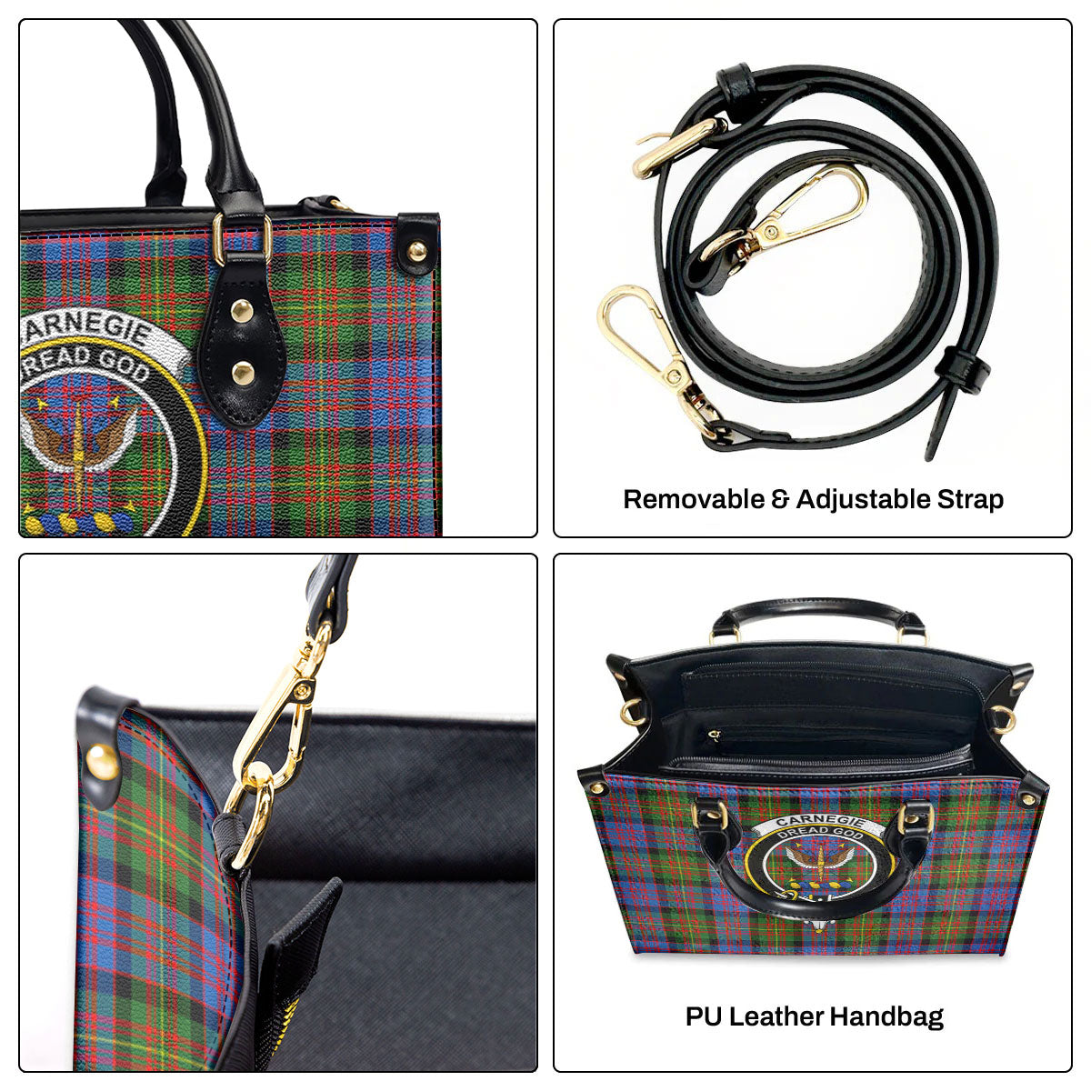 Carnegie Ancient Tartan Crest Leather Handbag