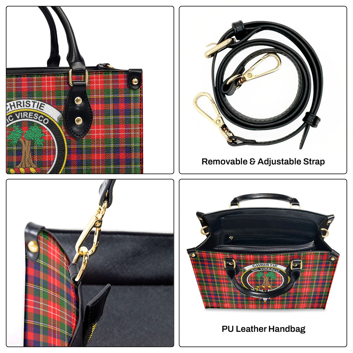 Christie Tartan Crest Leather Handbag