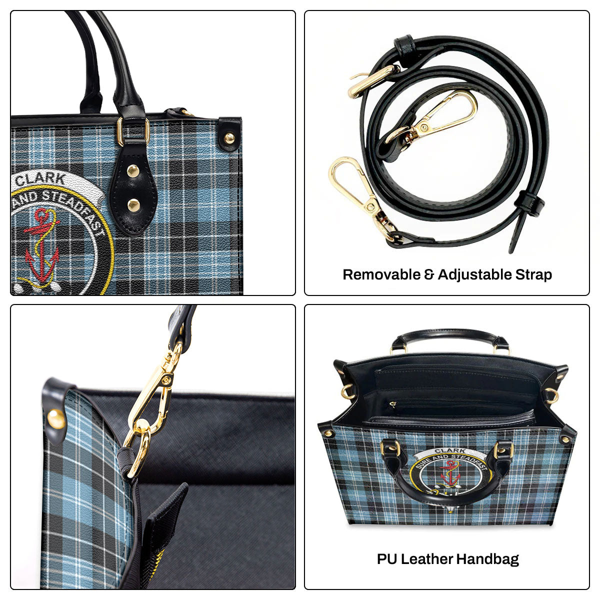 Clark Ancient Tartan Crest Leather Handbag