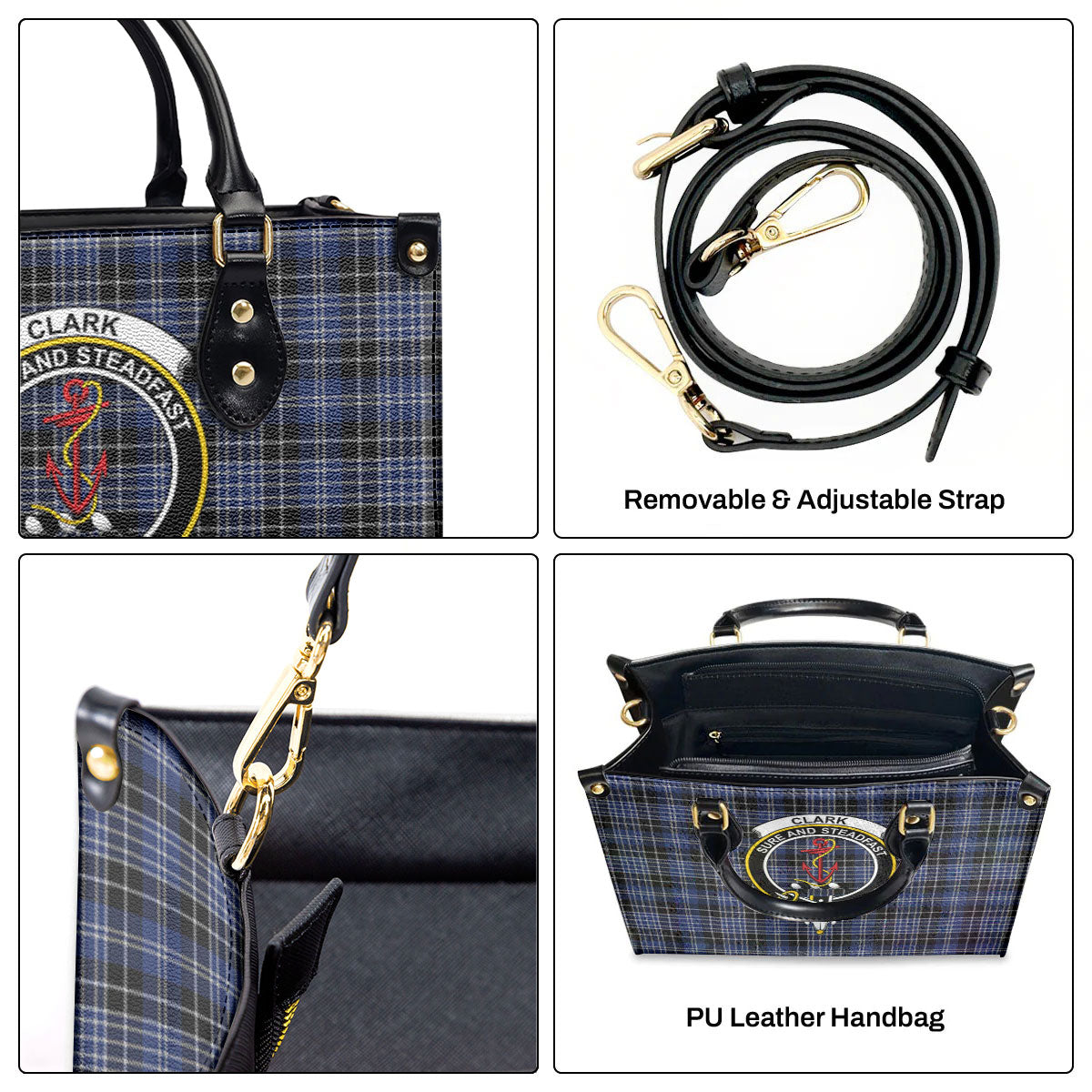 Clark Modern Tartan Crest Leather Handbag