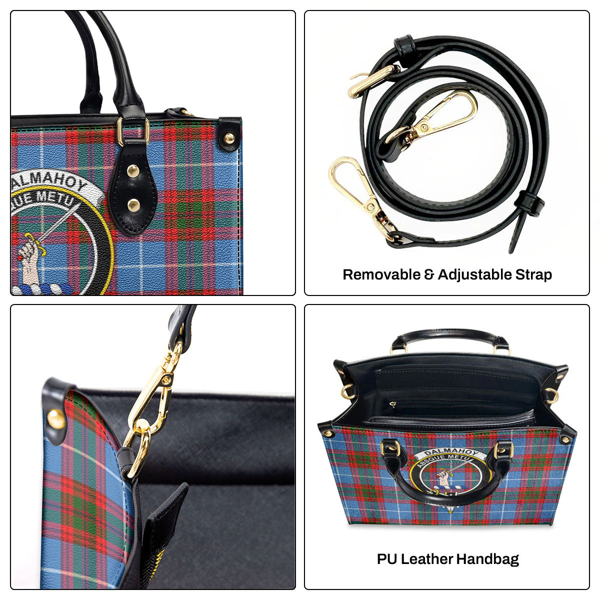 Dalmahoy Tartan Crest Leather Handbag