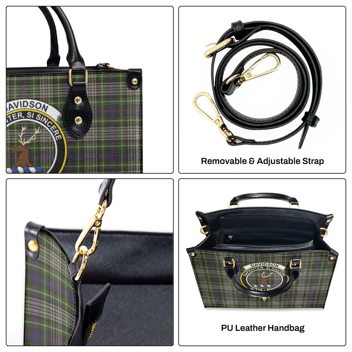 Davidson Tulloch Dress Tartan Crest Leather Handbag