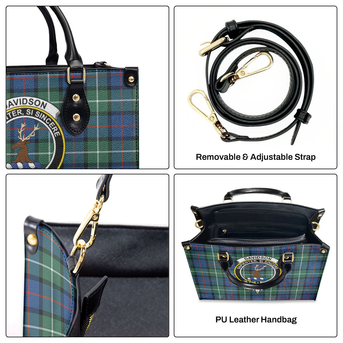 Davidson of Tulloch Tartan Crest Leather Handbag