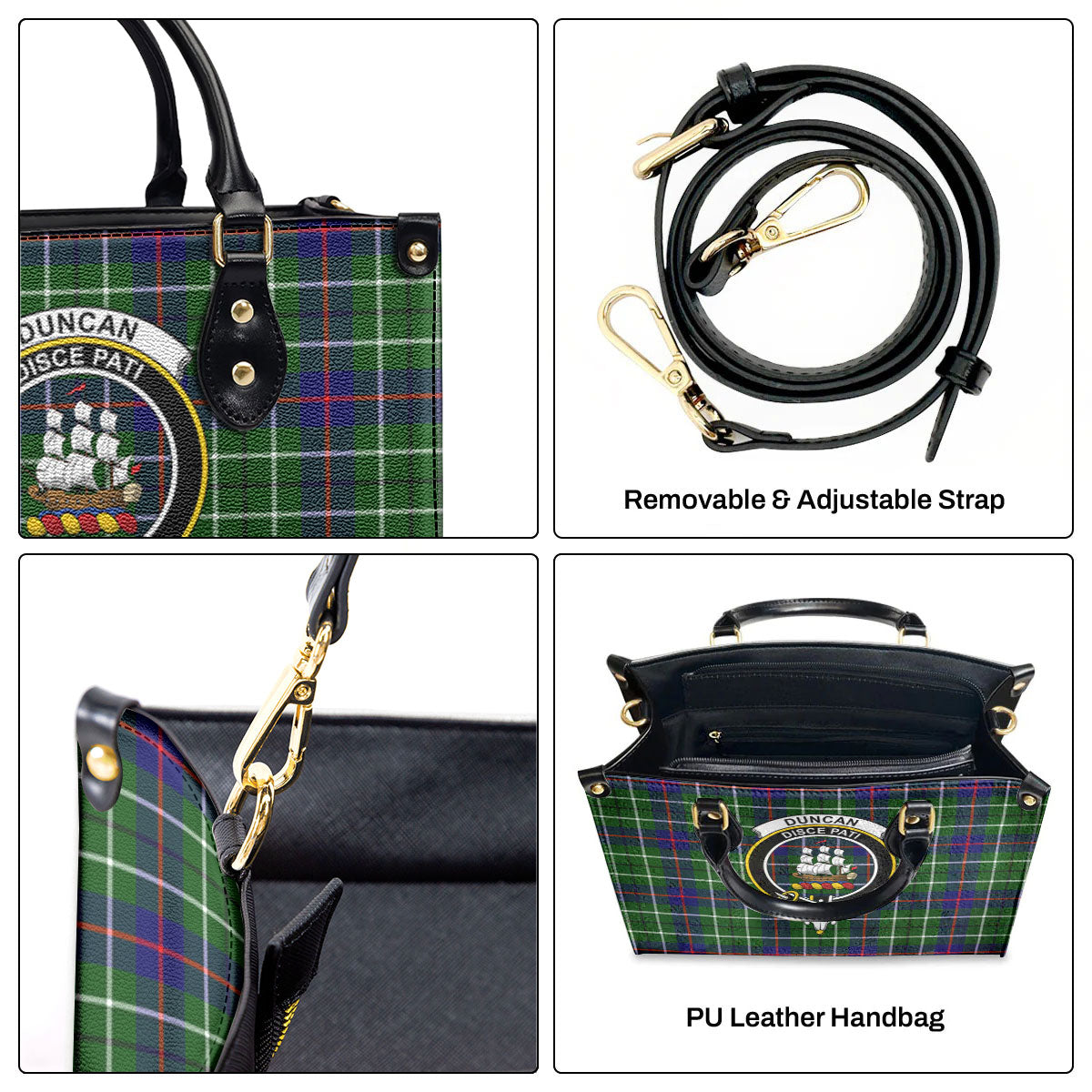 Duncan Modern Tartan Crest Leather Handbag