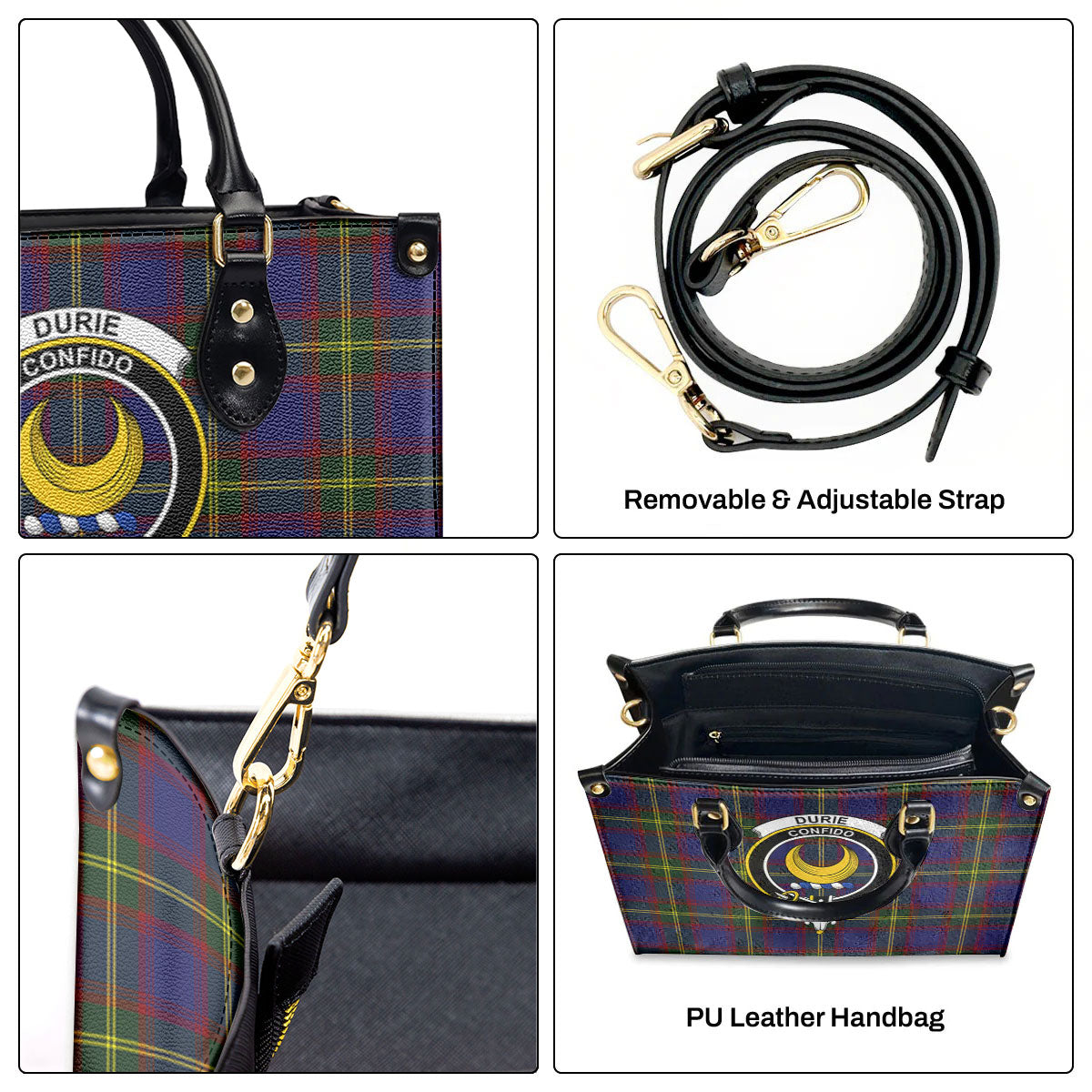 Durie Tartan Crest Leather Handbag