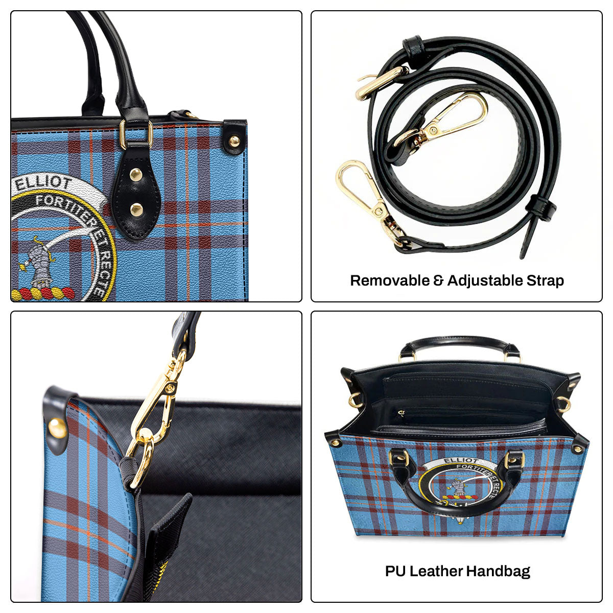 Elliot Ancient Tartan Crest Leather Handbag