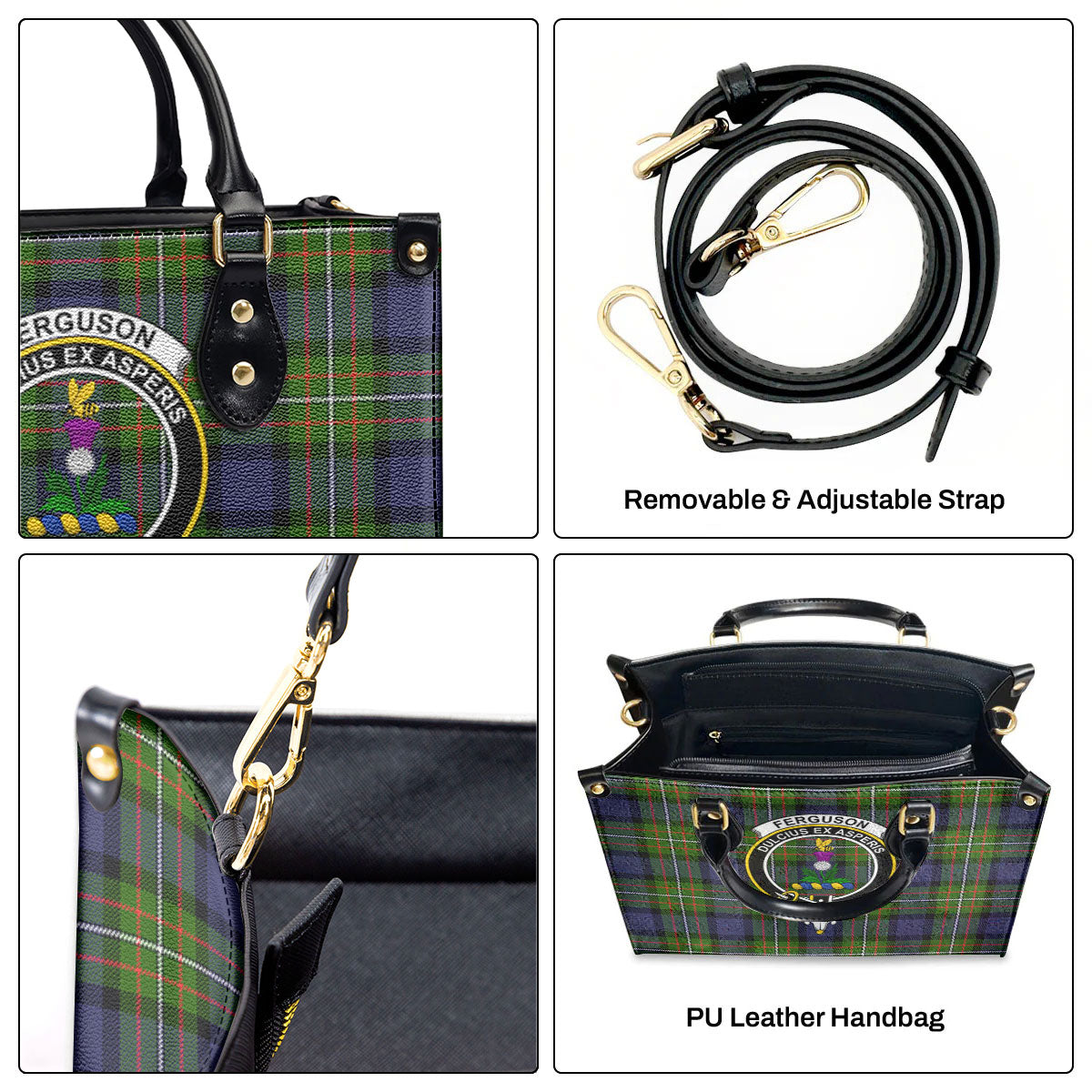 Ferguson Tartan Crest Leather Handbag