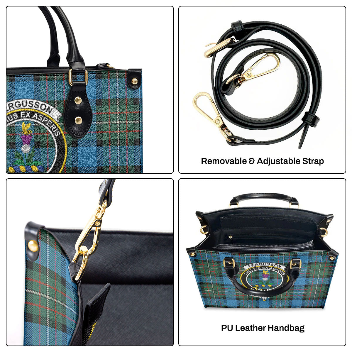 Fergusson Ancient Tartan Crest Leather Handbag