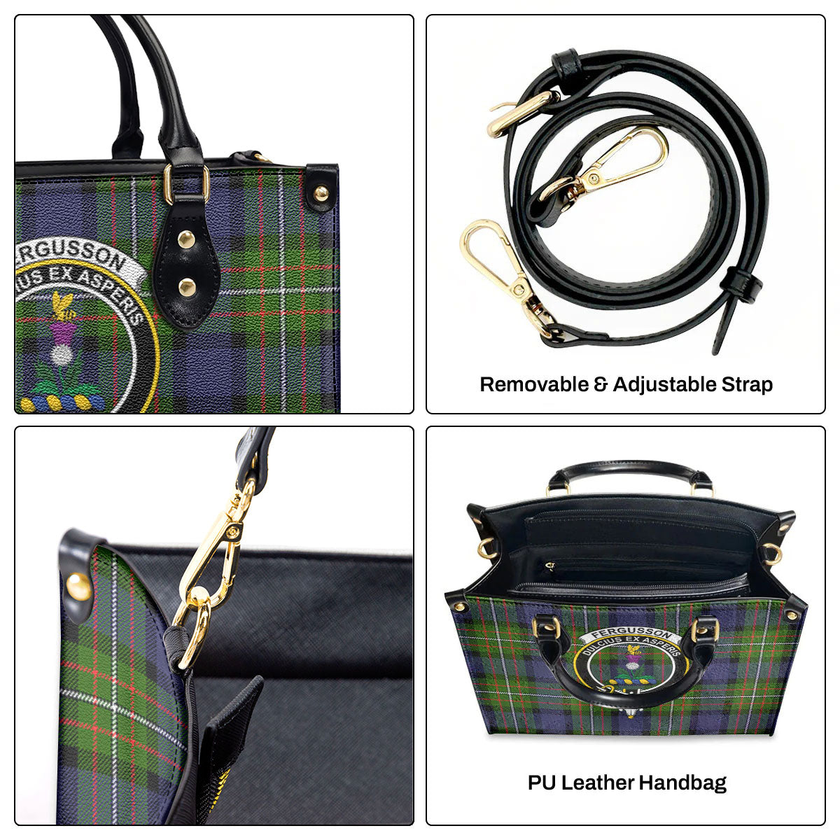 Fergusson Modern Tartan Crest Leather Handbag