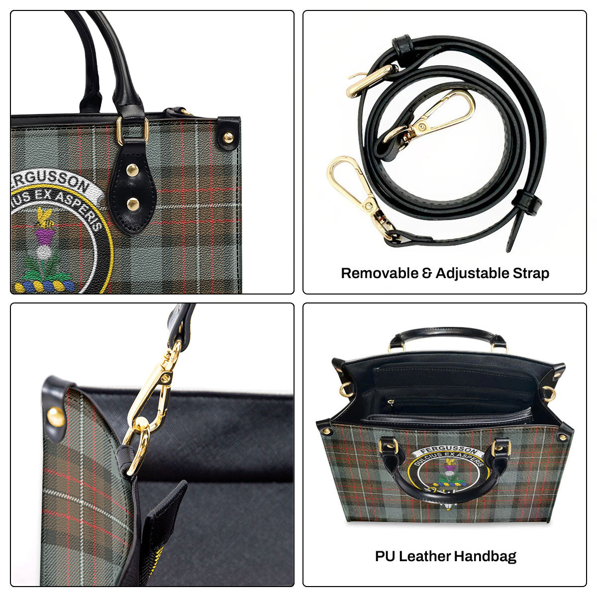 Fergusson Weathered Tartan Crest Leather Handbag