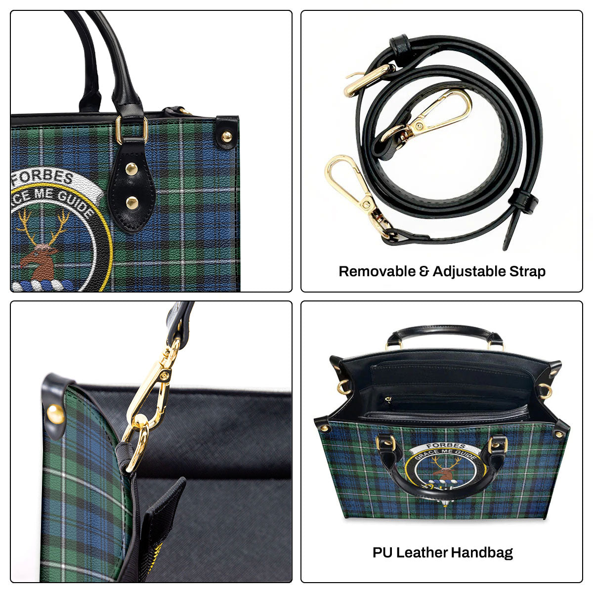 Forbes Ancient Tartan Crest Leather Handbag