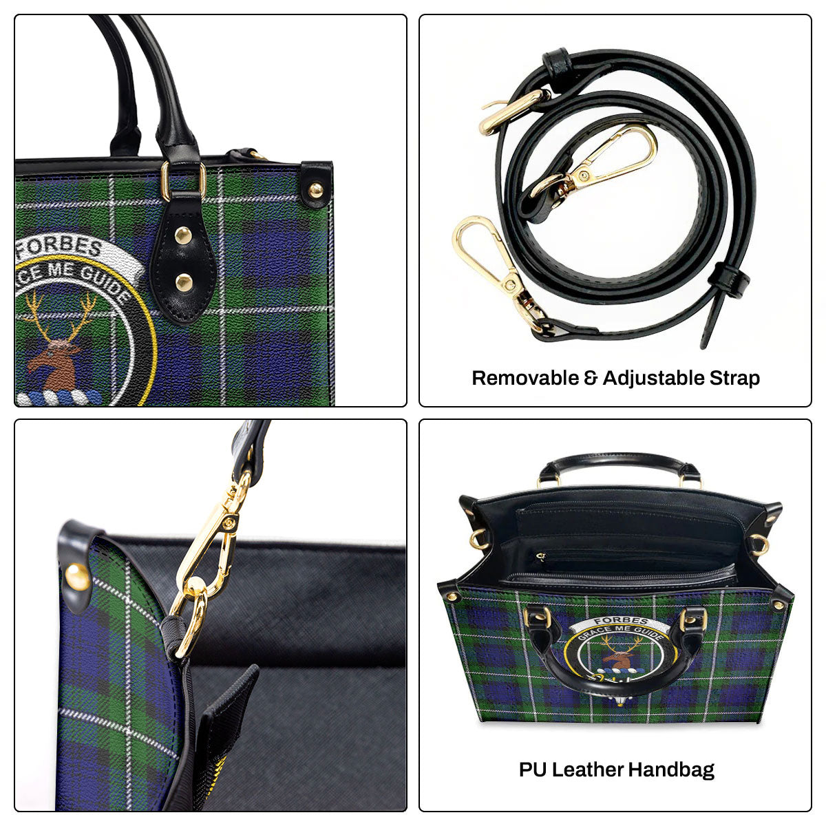 Forbes Modern Tartan Crest Leather Handbag