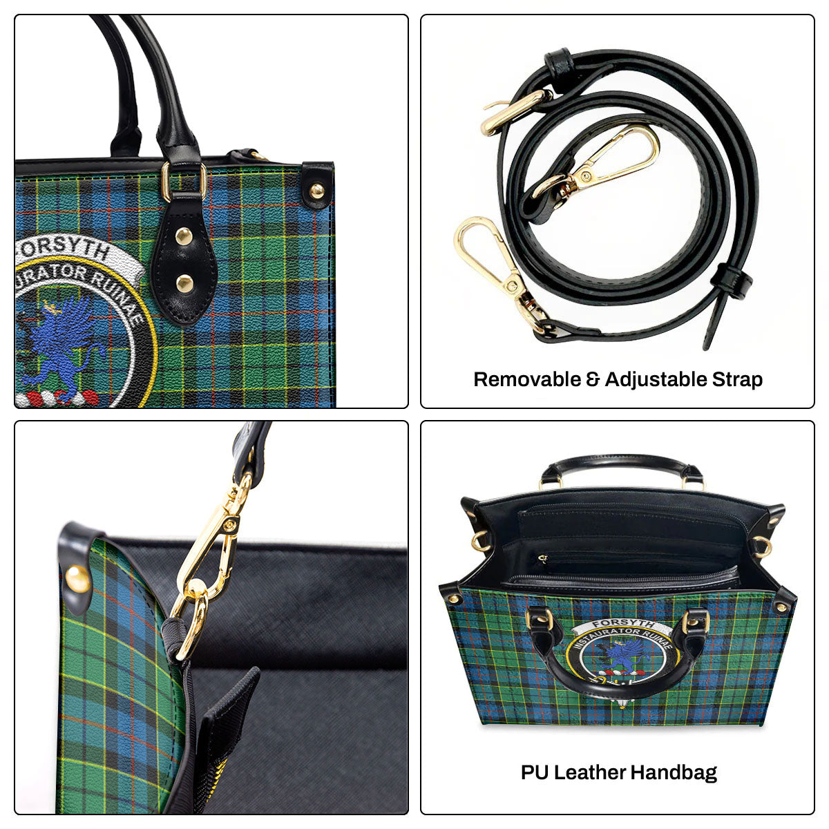 Forsyth Ancient Tartan Crest Leather Handbag