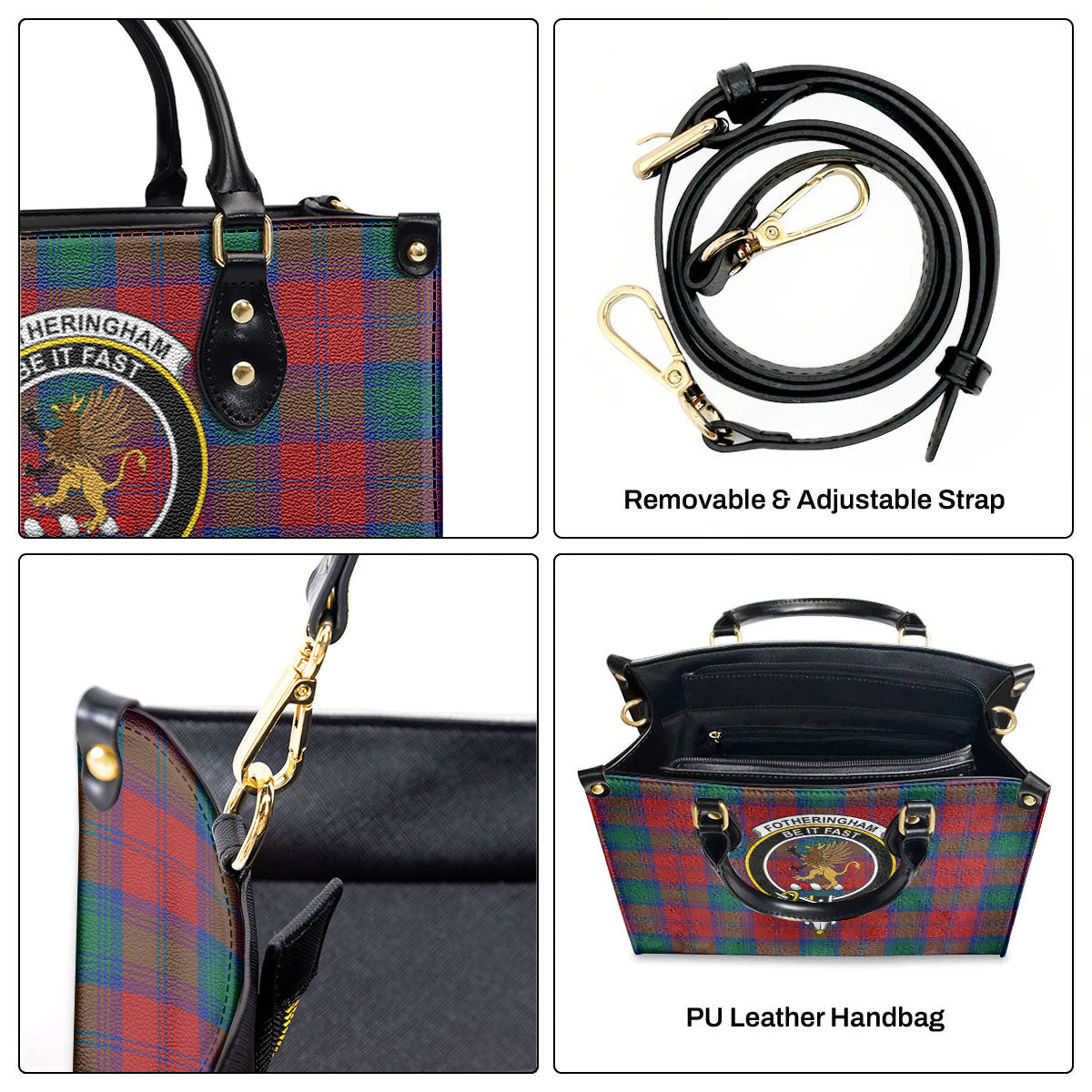 Fotheringham Tartan Crest Leather Handbag