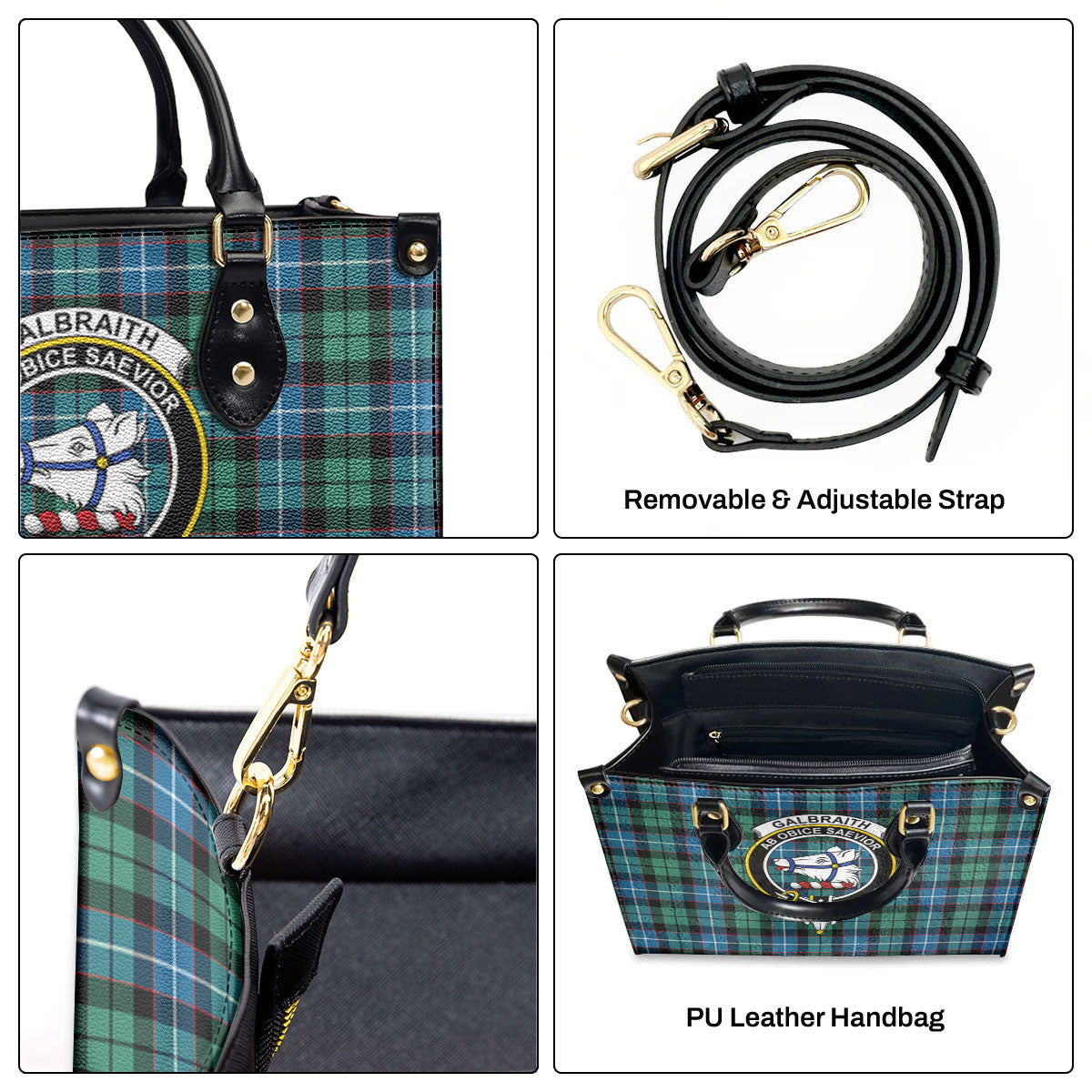 Galbraith Ancient Tartan Crest Leather Handbag