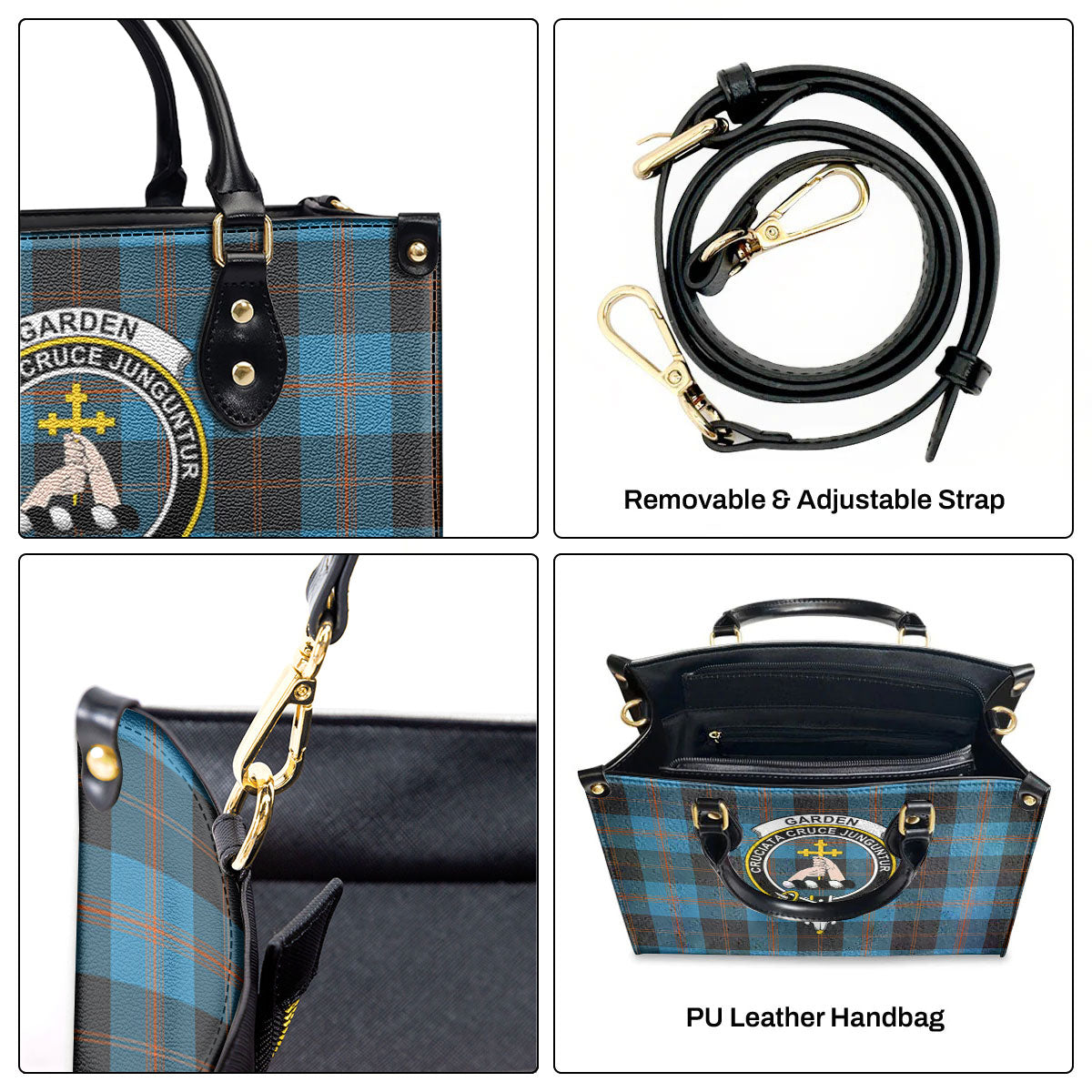 Garden Tartan Crest Leather Handbag