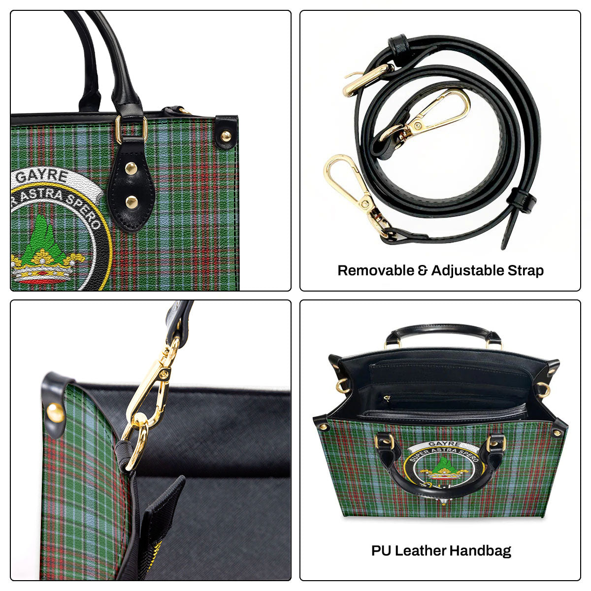 Gayre Tartan Crest Leather Handbag