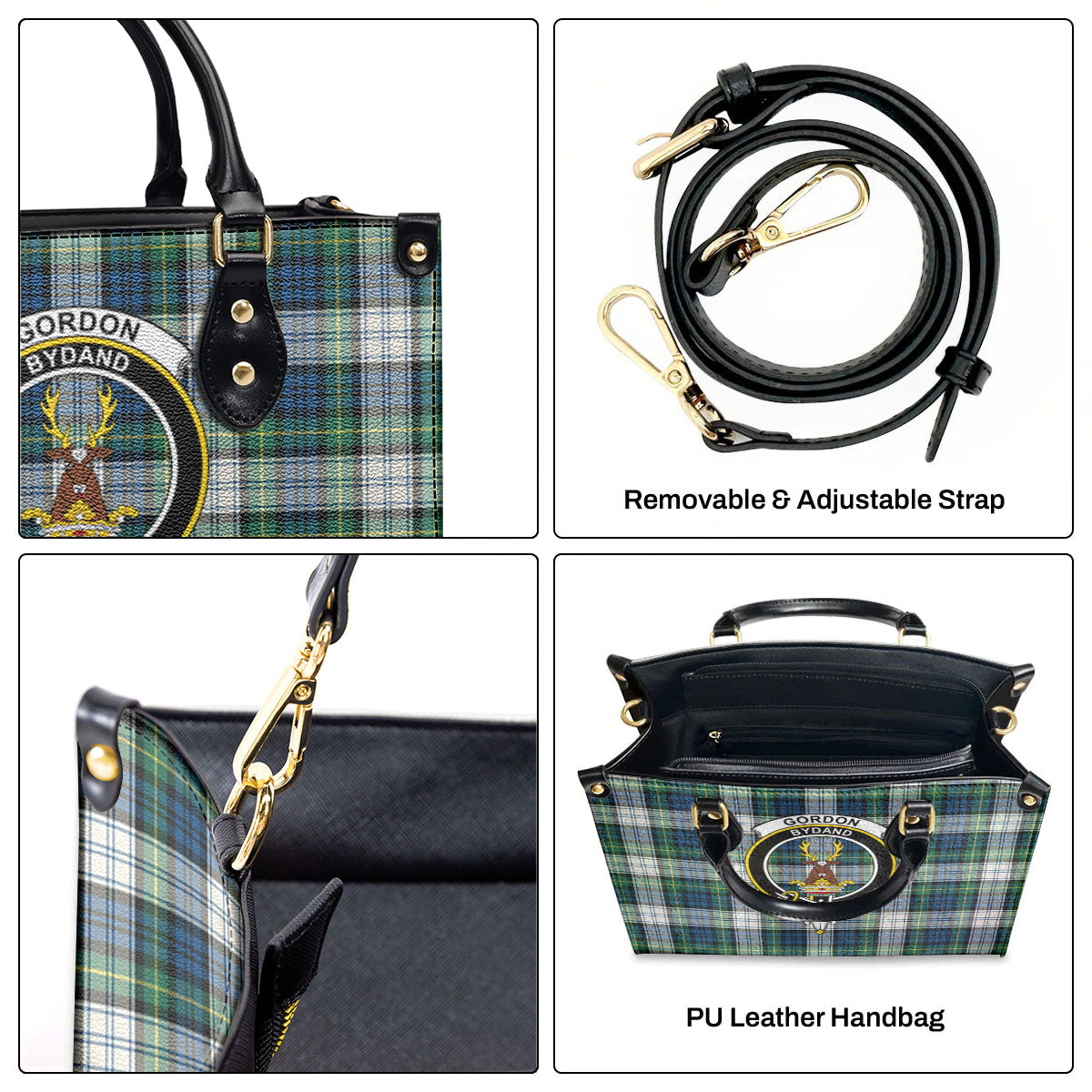 Gordon Dress Ancient Tartan Crest Leather Handbag