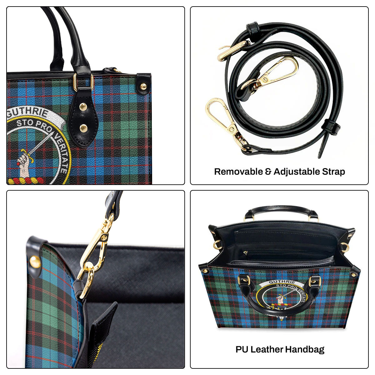 Guthrie Ancient Tartan Crest Leather Handbag