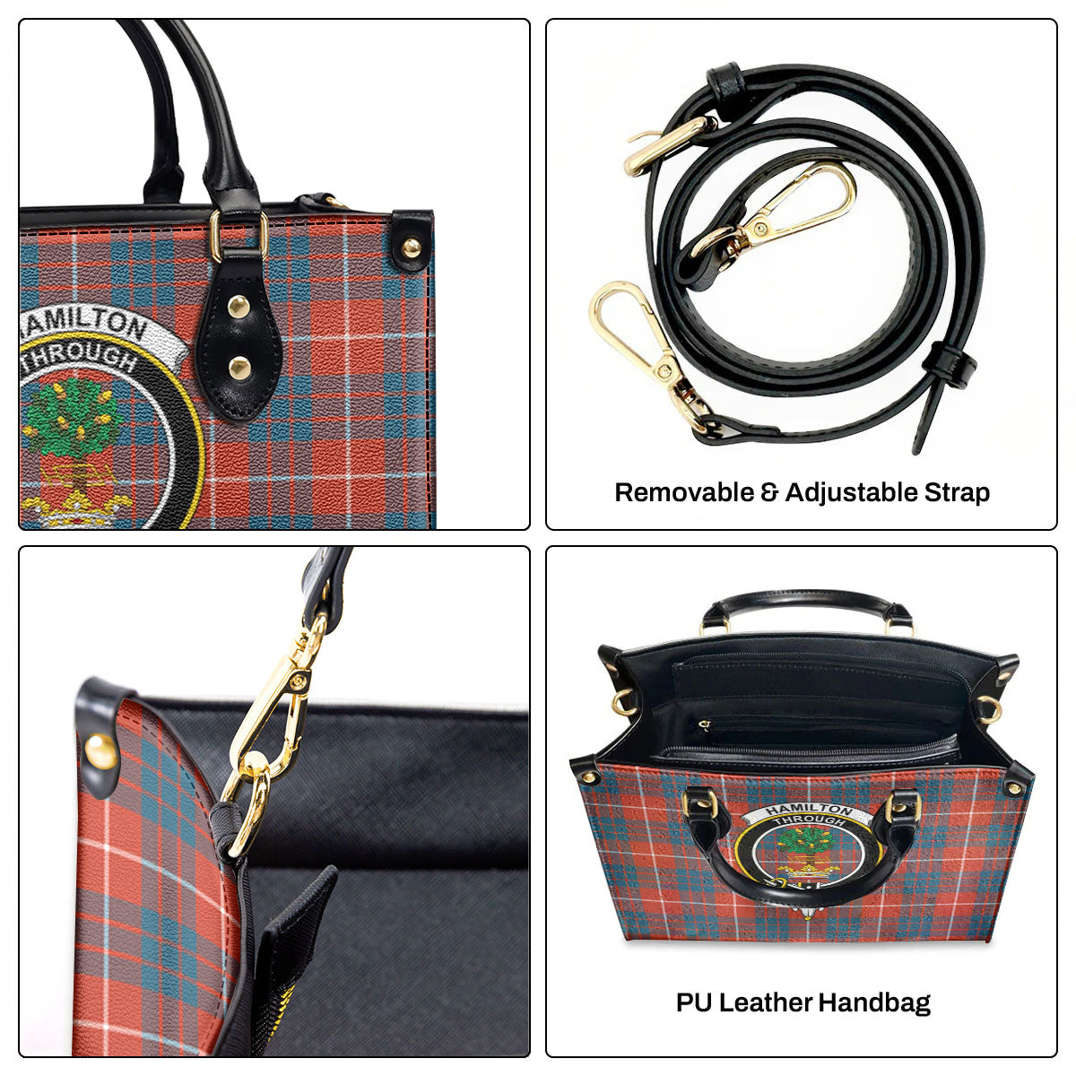 Hamilton Ancient Tartan Crest Leather Handbag