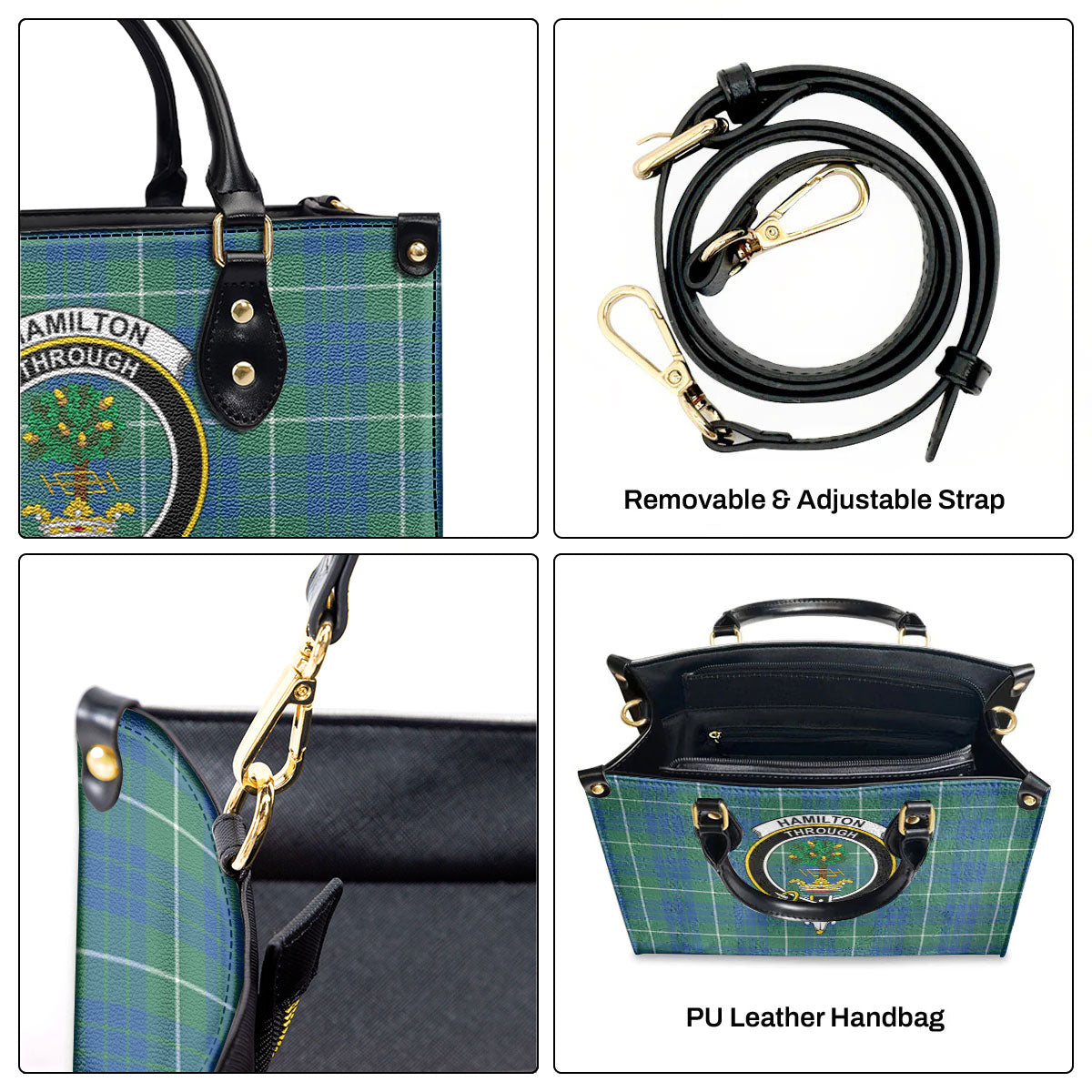 Hamilton Hunting Ancient Tartan Crest Leather Handbag