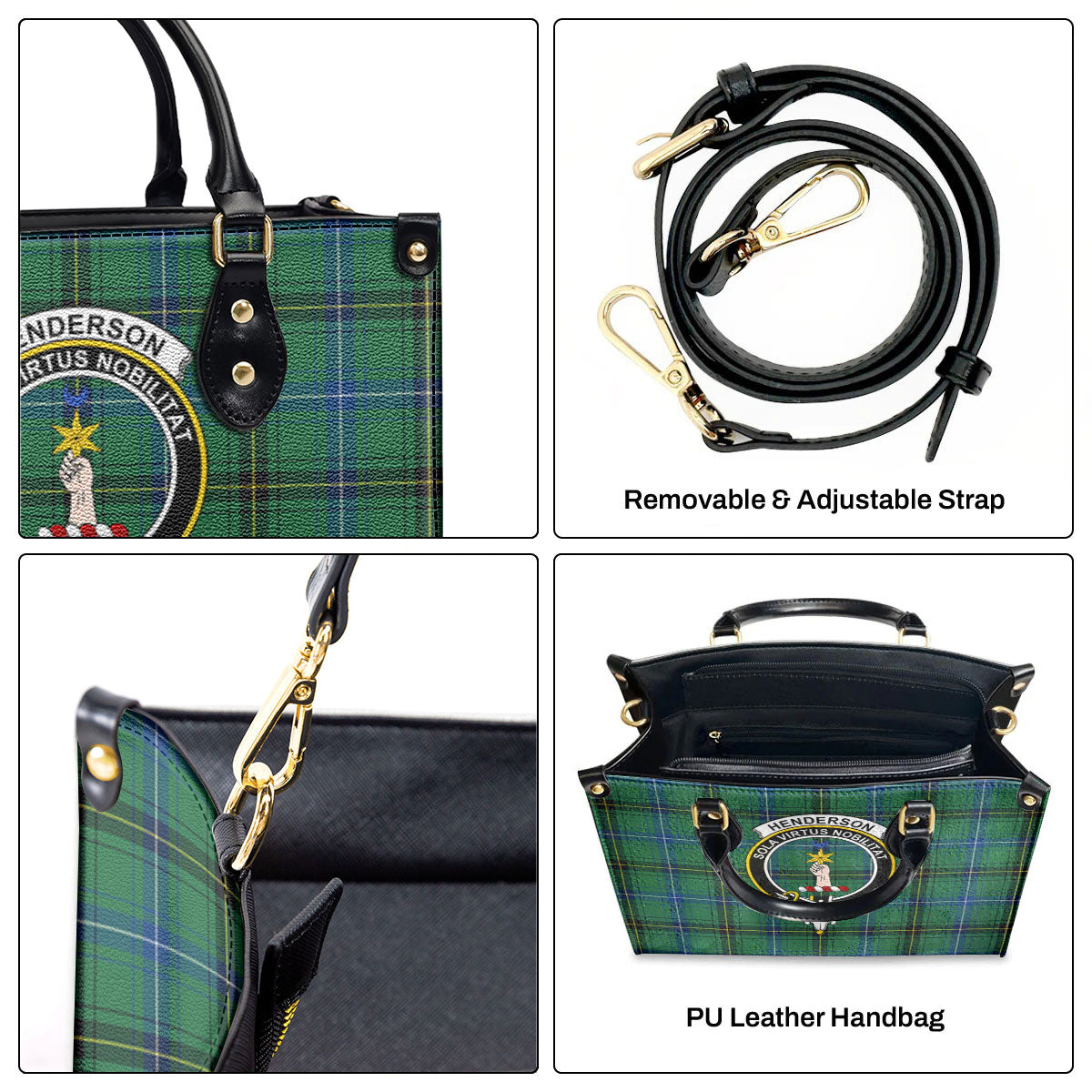 Henderson Ancient Tartan Crest Leather Handbag