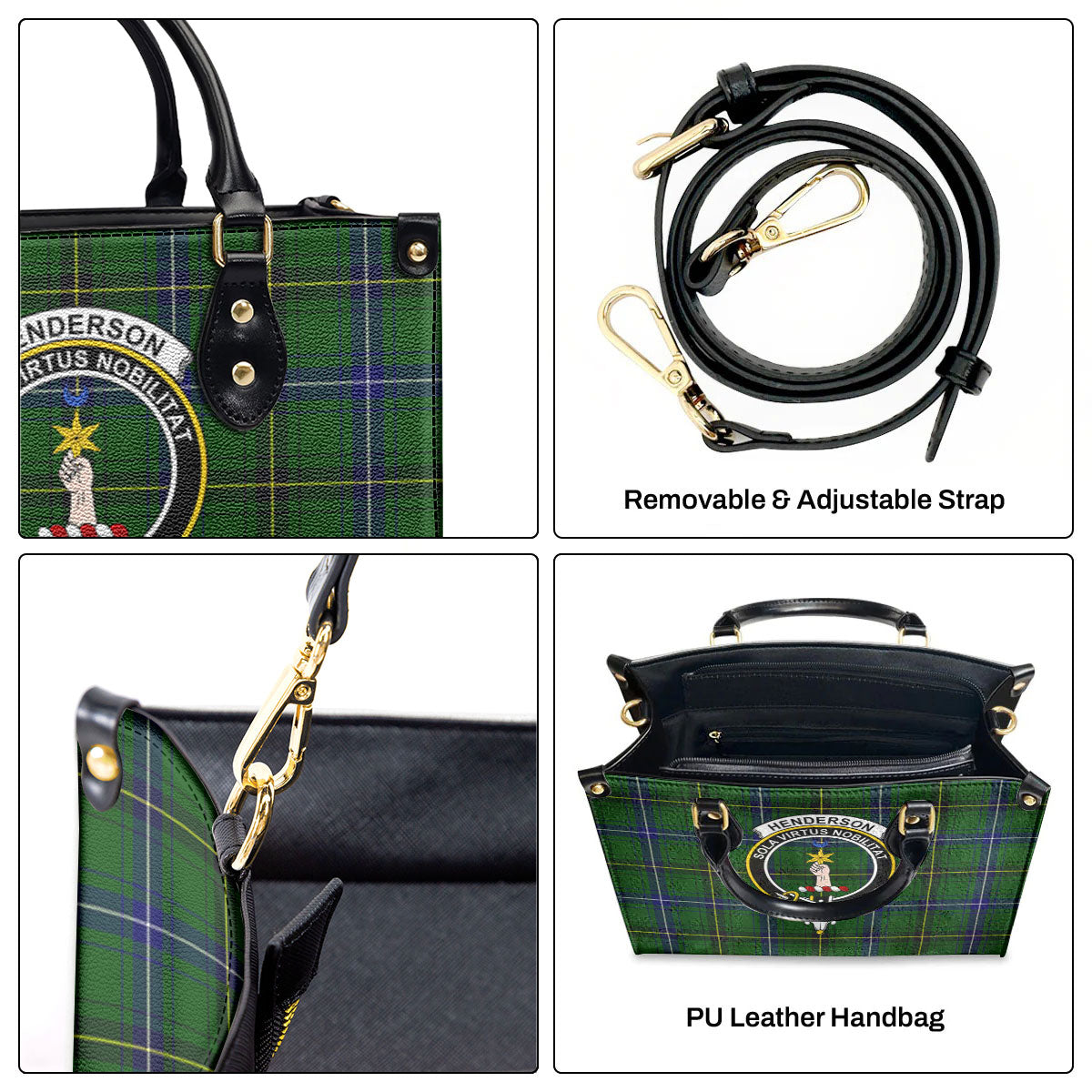 Henderson Modern Tartan Crest Leather Handbag