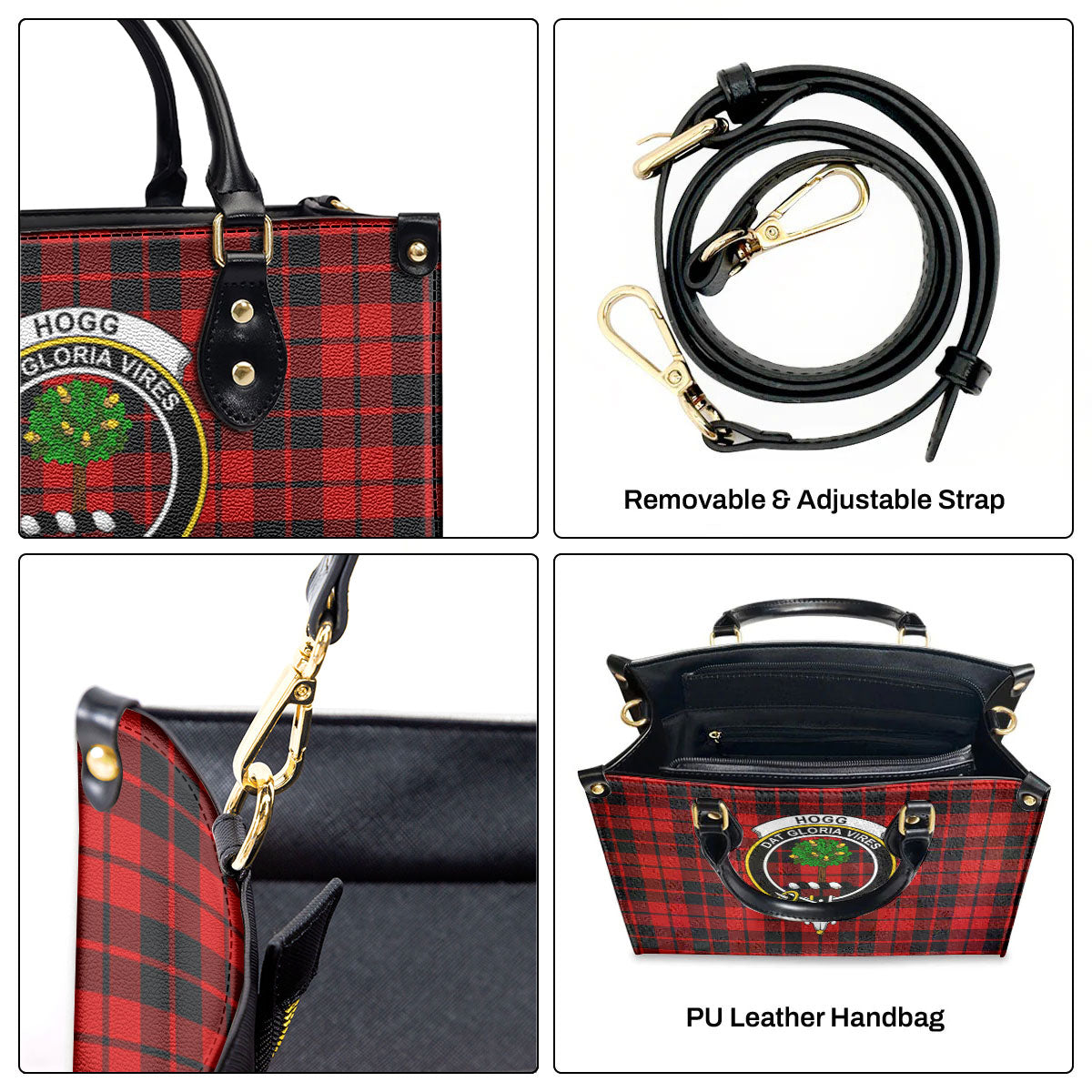 Hogg Tartan Crest Leather Handbag