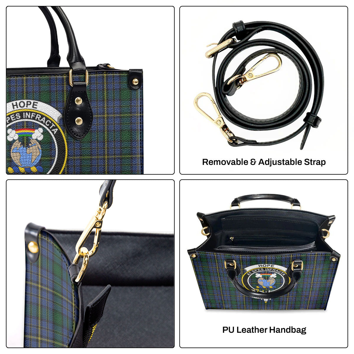 Hope Tartan Crest Leather Handbag